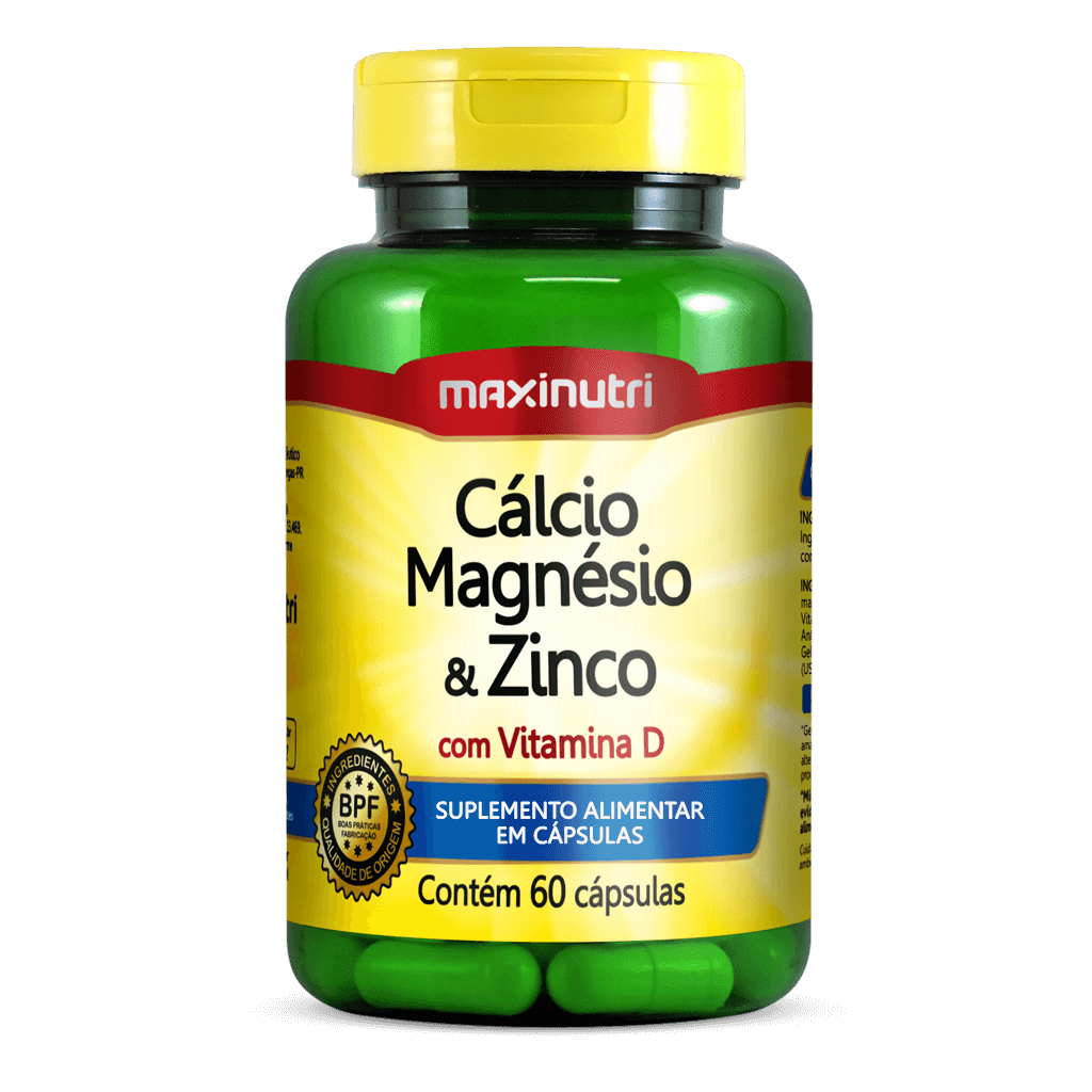 Calcio, Magnesio y Zinc con Vitamina D 60 Capsulas - Maxinutri