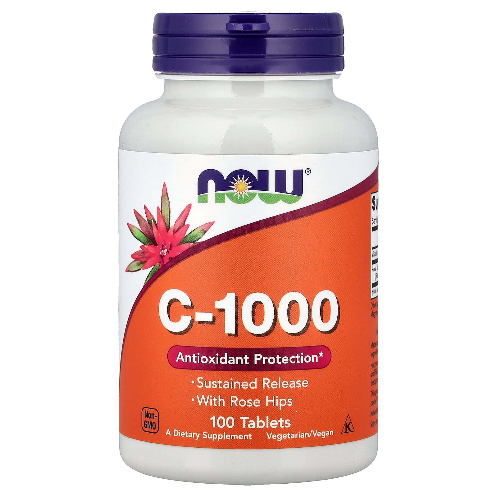 Vitamina C-1000 con Rose Hips 100 Tabletas - NOW