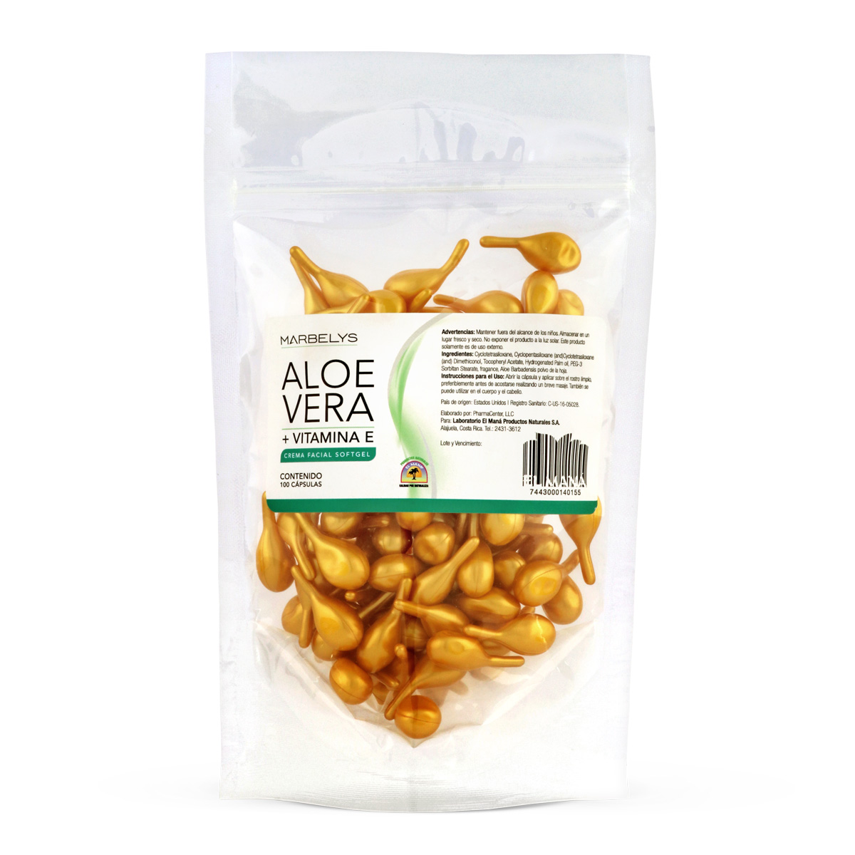 Aloe Vera + Vitamina E paquete 100 Perlas El Maná