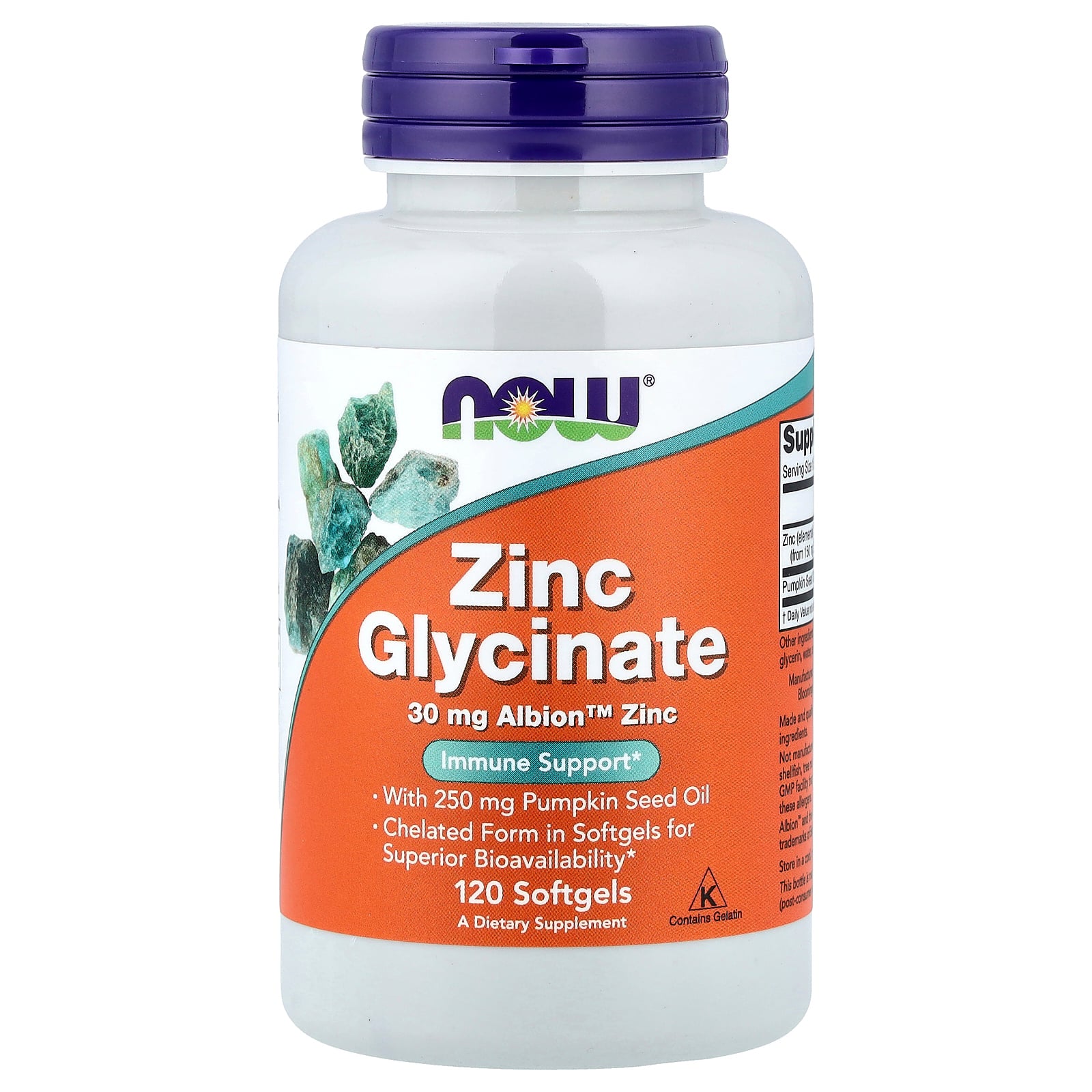 Glicinato de Zinc 120 Capsulas - NOW foods