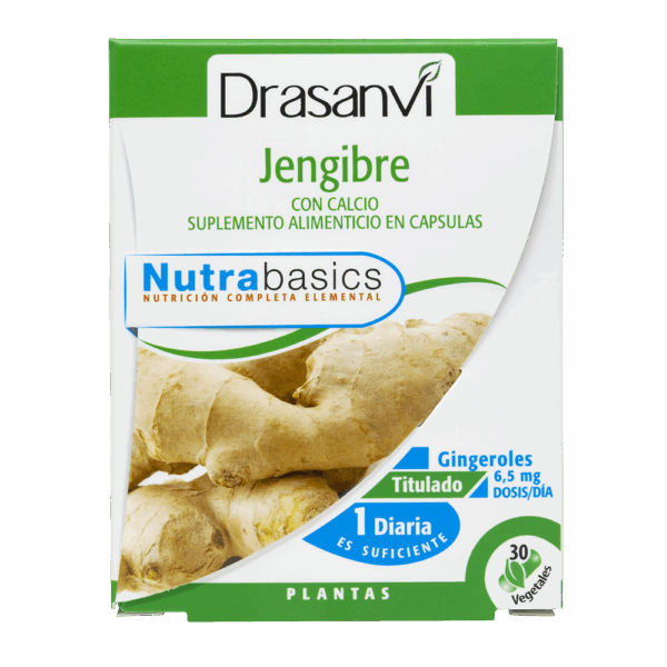Jengibre con calcio 30 Cápsulas. Drasanvi
