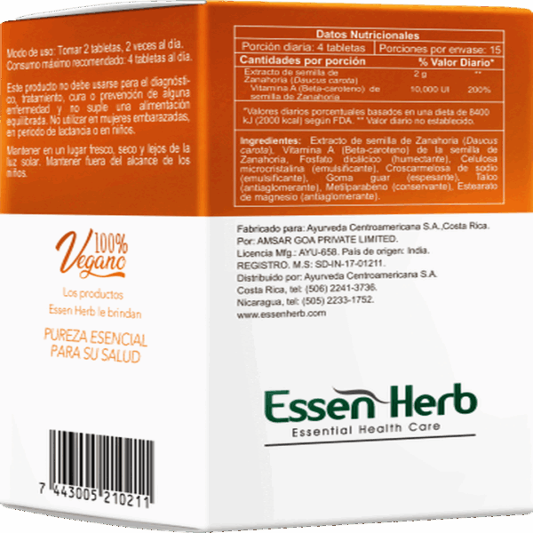 CARO-A® 60 Tabletas – Vitamina A Natural de Semilla de Zanahoria - Imagen 3